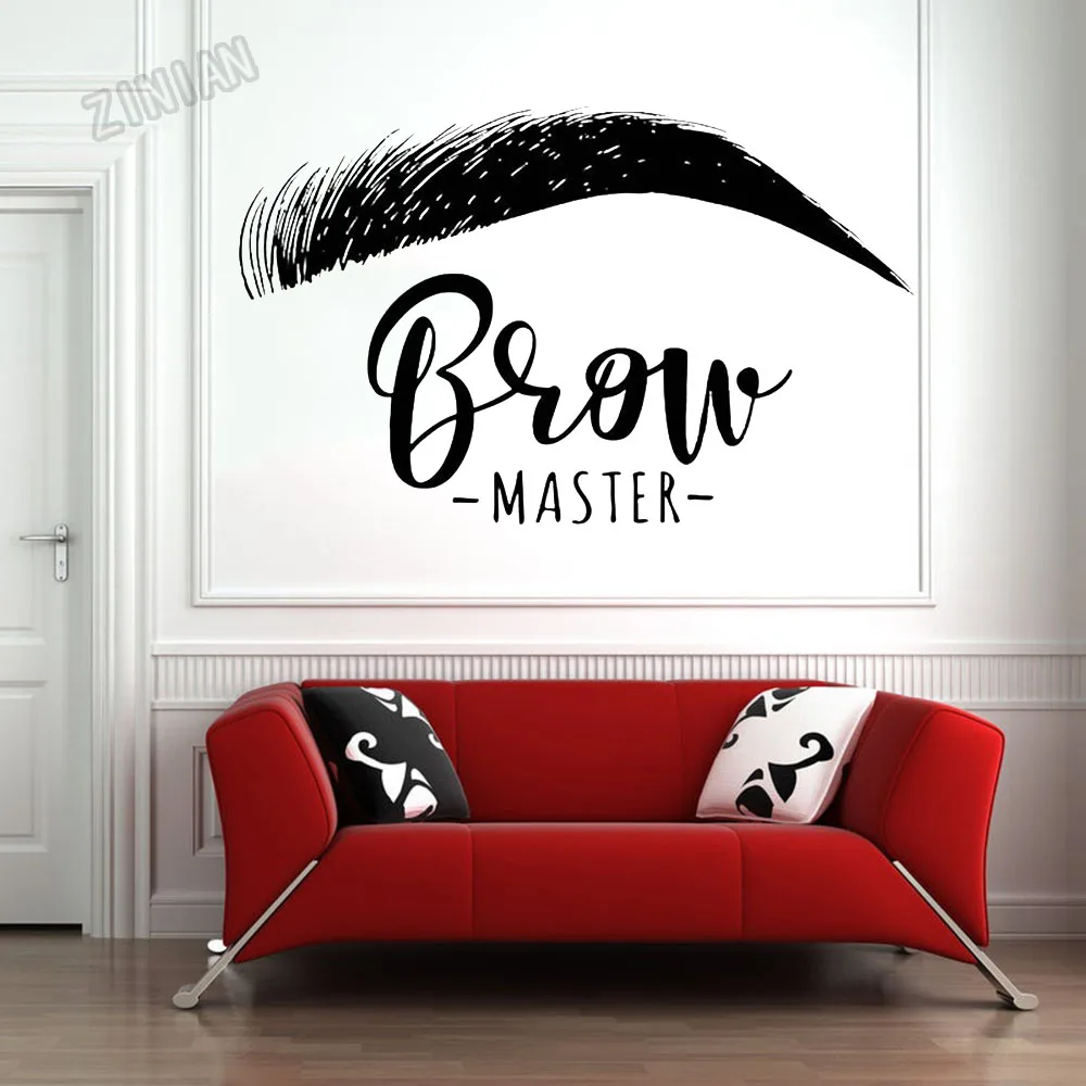 Brow Master Wall Decal Quote Home Decor Make Up Store Eyelashes Eyebrows Vinyl Sticker For Beauty Slaon Fashion Decals Y117 | Дом и сад