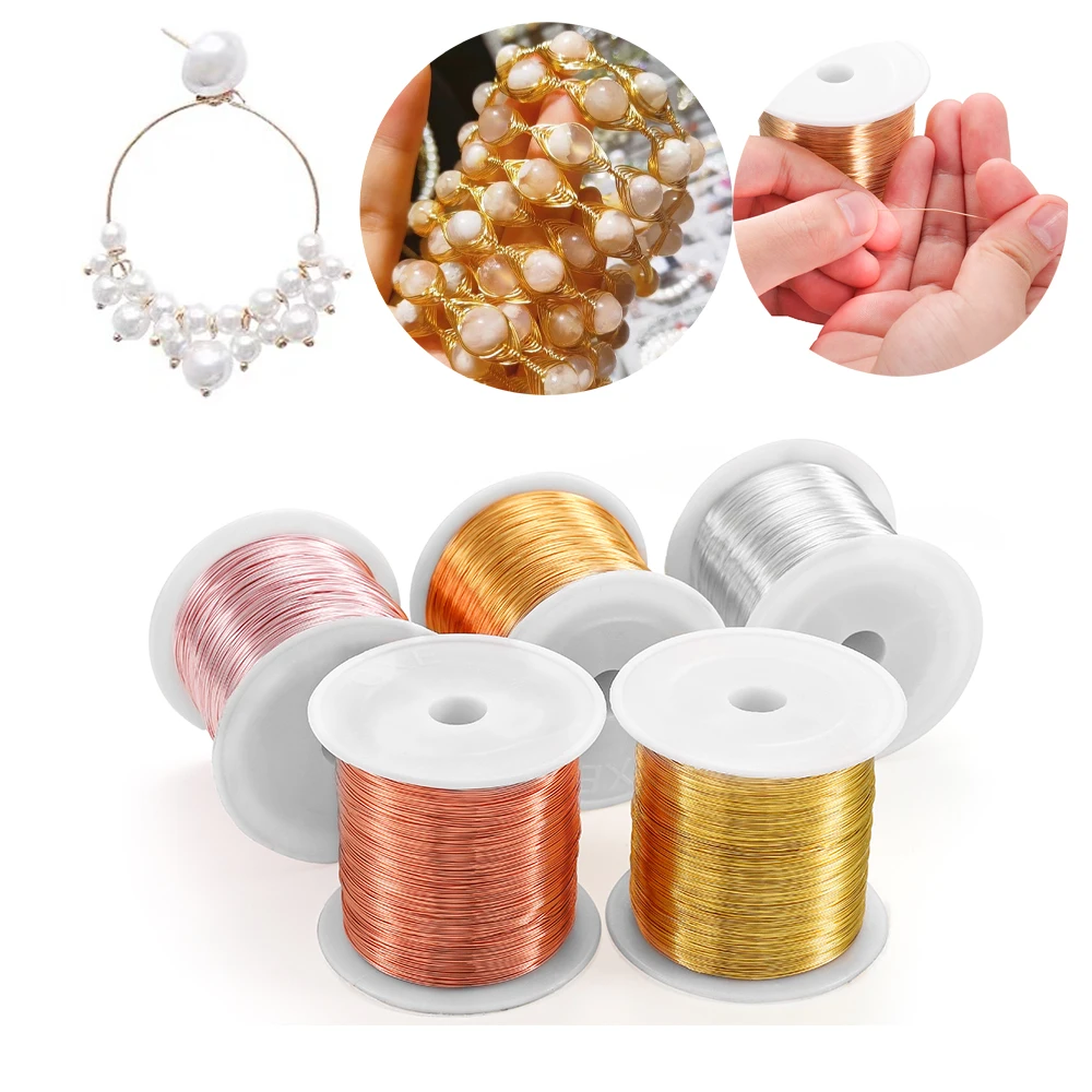 

1Roll 0.3 0.4 0.5 0.8 1mm Solid Colorfast No Discoloration Copper Wire Beading Cord Beading Wire DIY For Jewelry Making Findings