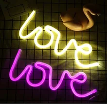 

LED Neon Lights Love Shape Night Light Sign Lamp Double Powered Nightlight for Indoor Christmas Wedding