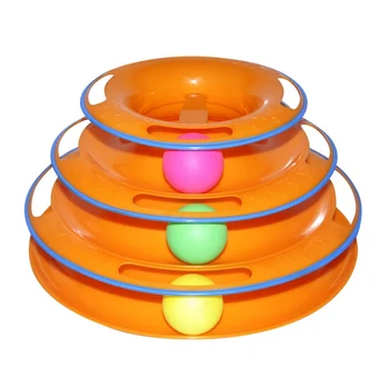 

Three Levels Tower Tracks Disc Cat Pet Toy Intelligence Amusement Rides Shelf dog cat toys Training Amusement Trilaminar ball