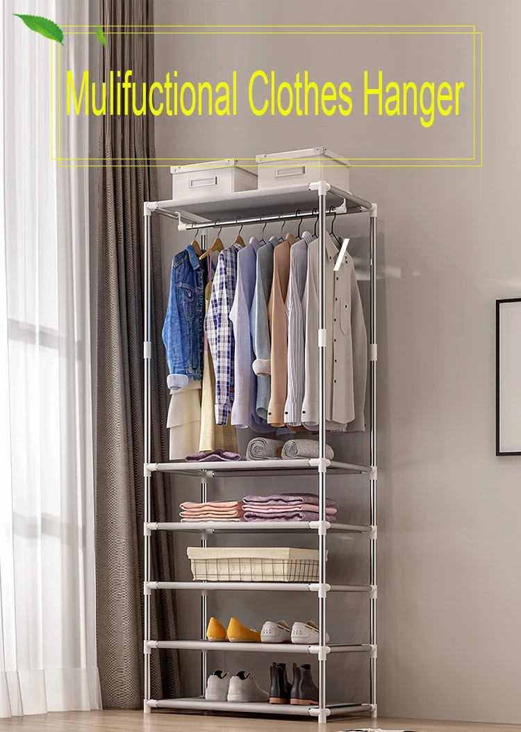 Вешалка для одежды напольная стойка для спальни хранение домашней одежды в собранном минималистическом стиле современная вешалка для одежды Антикоррозийная Пылезащитная мебель