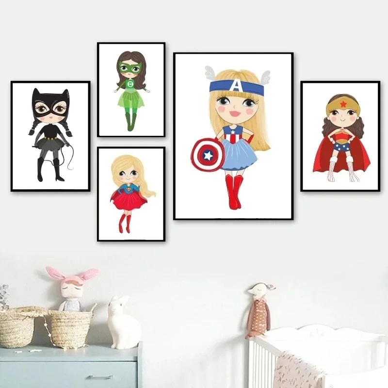 Marvel Cartoon Classic Superhero The Avengers Character Canvas Painting Picture Poster and Print for Children Room Decor Cusdros | Дом и сад