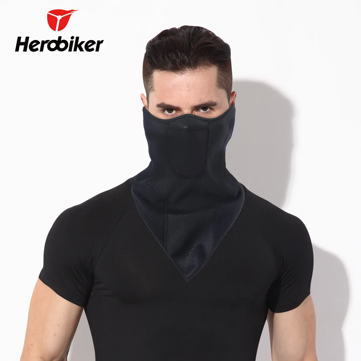 HEROBIKER черная мотоциклетная маска для лица осень зима термальная флисовая велосипедная полумаска для лица мото морозостойкая Лыжная мотоциклетная маска