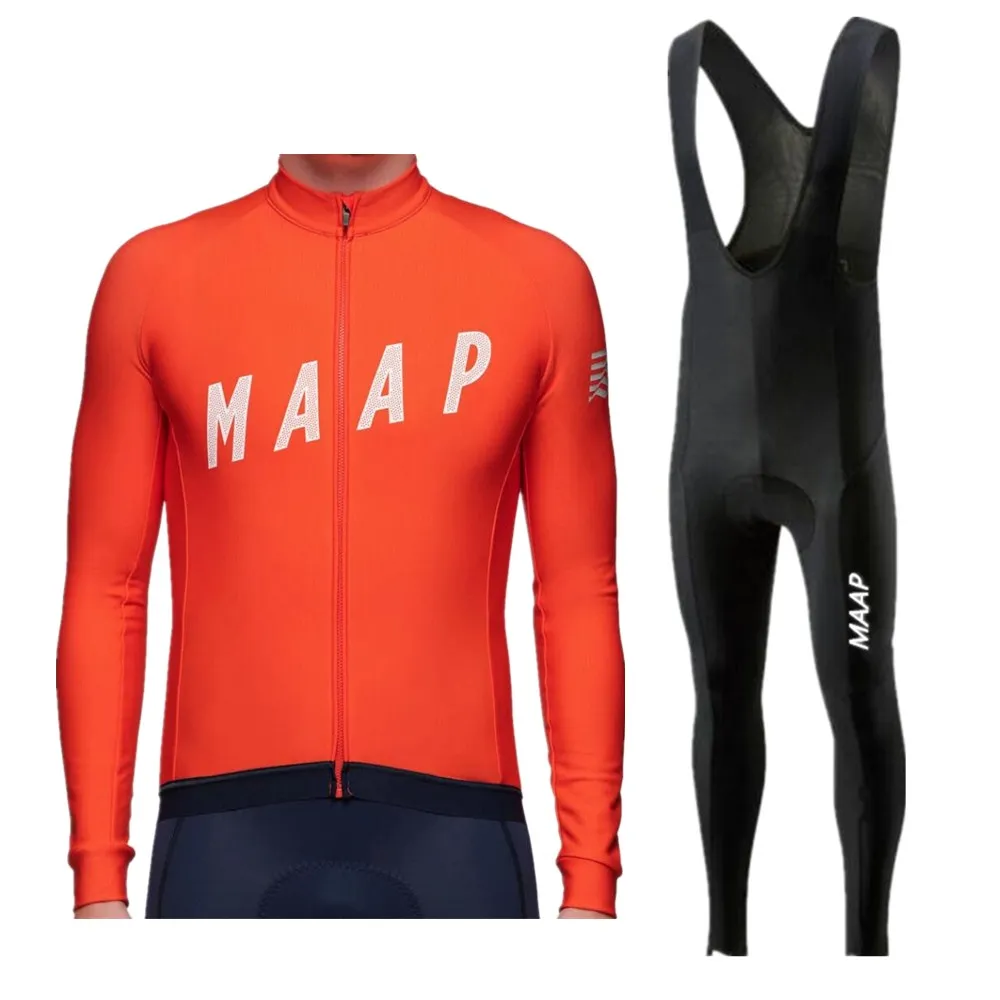 Por Team MAAP Men's Cycling Jersey Set MTB Bicycle Clothing Maillot Ropa Ciclismo Long Sleeve Bike Clothes Cycling Set