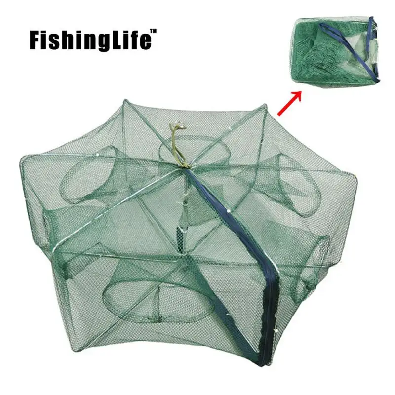 Складная переносная Шестигранная рыболовная сеть FishingLife с 6/8/12/16 отверстиями