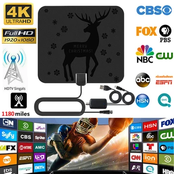 

1180 Mile 4K 1080P TV Antenna 25DB High Gain Digital HD Christmas Television Antenna Aerial Satellite Receiver Indoor Aerial