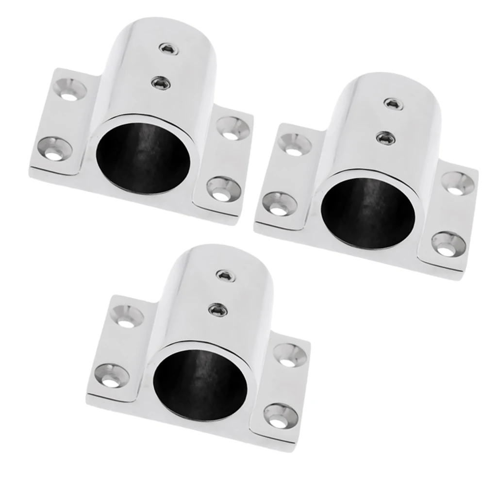3pcs Marine Boat Hand Rail Fitting 90 Degree Rectangle Stanchion Base for 1inch Tube