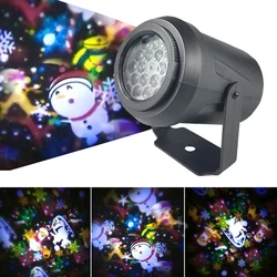 Lampe LED de Projection de flocon de neige 8w, 16 motifs, bonhomme de neige de noël, projecteur Laser pour intérieur et extérieur, décor de paysage de vacances 