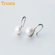 Trusta, новинка, женские, 925 пробы, твердые, серебряные, 6 мм X 15 мм, натуральный пресноводный жемчуг, серьги-гвоздики для девочек, леди, рождественский подарок, DS148