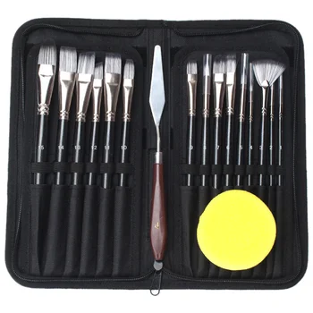 

Artist Paint Brush Set - 15 Different Sizes Paint Brushes for Acrylic Watercolor Oil Gouache Paint - Perfect Gift for Artists, A