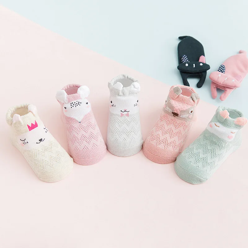 5 пар/лот, весенне-летние сетчатые носки для новорожденных, милые носки с рисунками для маленьких девочек, тонкие мягкие хлопковые носки для мальчиков, детские носки для младенцев
