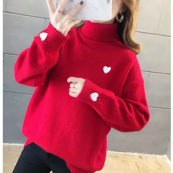 

Women Knitted Turtleneck Sweater Casual Soft polo-neck Jumper Fashion Slim Femme Elasticity Pullovers Black