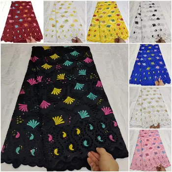 

white red color high Quality Swiss ALUMO voile cotton lace Fabric 100% Cotton for Fashion clothes Shadda Damask 5+2 yards