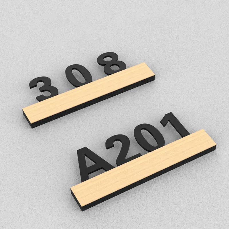 

Customized Wood Grain house number door address Acrylic door signs custom Plate Address Plaque House Hotel Villa Address Sign