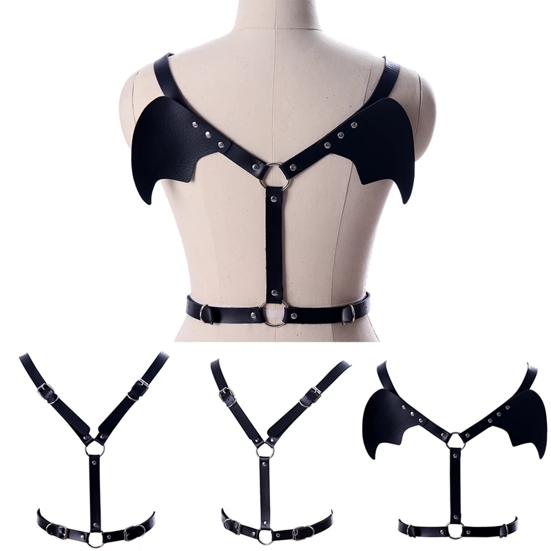 

Kawaii Bat Wings Punk Leather Harness Bondage Halterneck Gothic Waist Shoulder Necklaces Sexy Party Cosplay Anime Jewelry Gifts