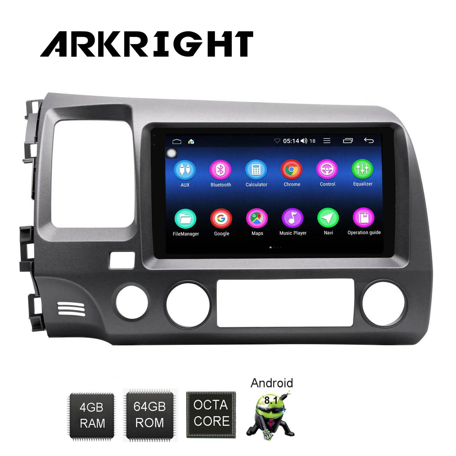 IPS Screen 9&quot 4GB+64GB Single Din GPS Android Wireless Carplay Car Radio For Honda Civic 2006-2011 Multimedia Player | Автомобили и