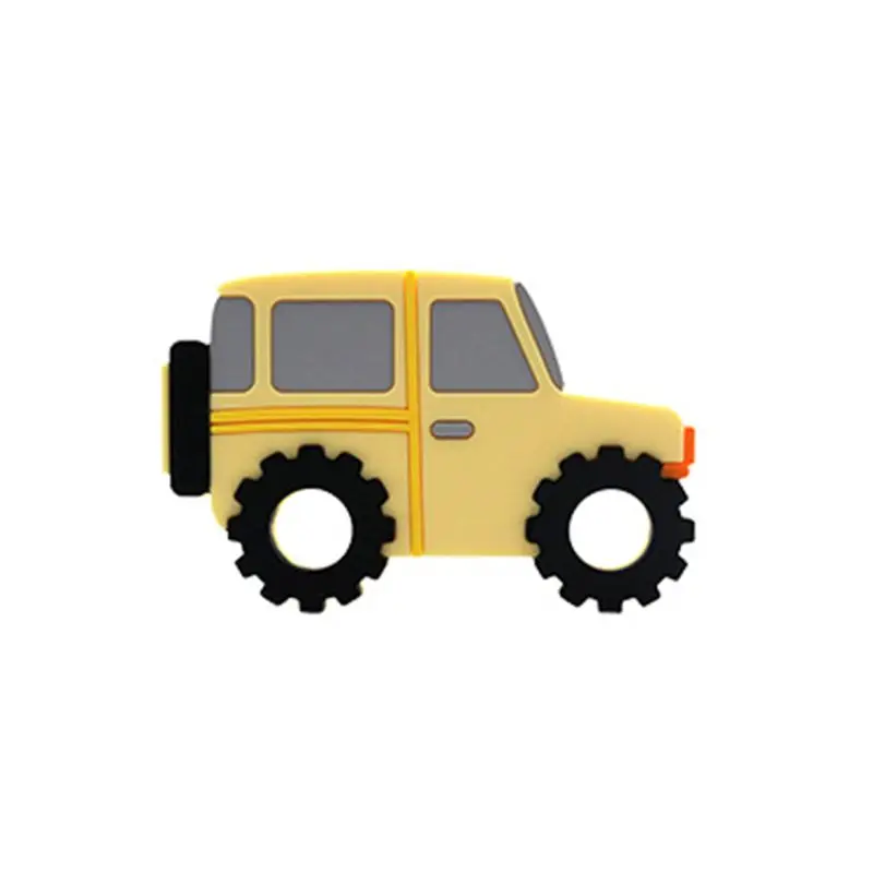Yellow Силиконовые Детские Прорезыватели для зубов DIY с мультяшным автомобилем/P Форма d/облако/многоцветная игрушка в форме кошки для новорожденных - Цвет: Yellow