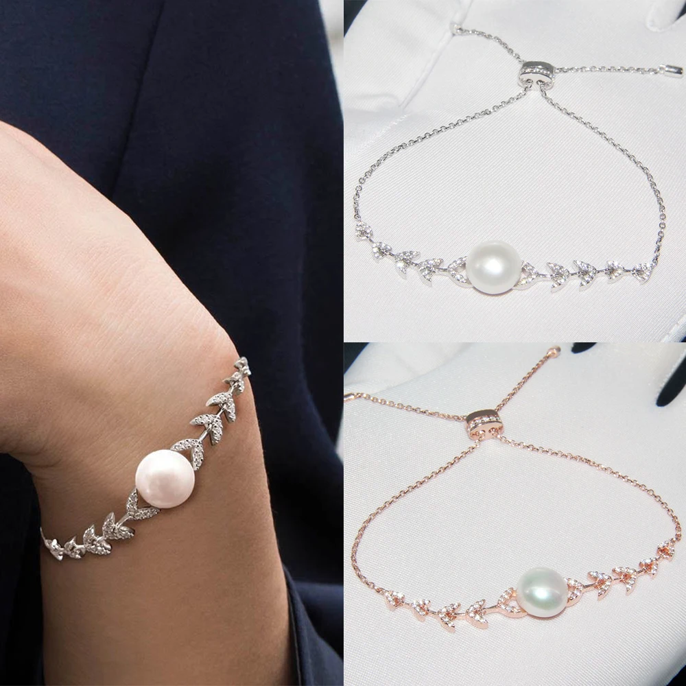 New Fashion High Quality Romantic CZ Crystal Petal Bracelet Natural Freshwater Pearl Women's Jewelry | Украшения и аксессуары