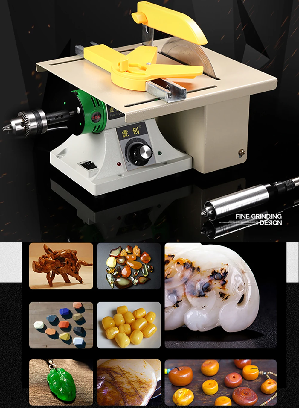 Fichiouy 320w Desktop Grinder Small Electric Grinding Table Saw Jade  Polishing Tool 10000r/Min 