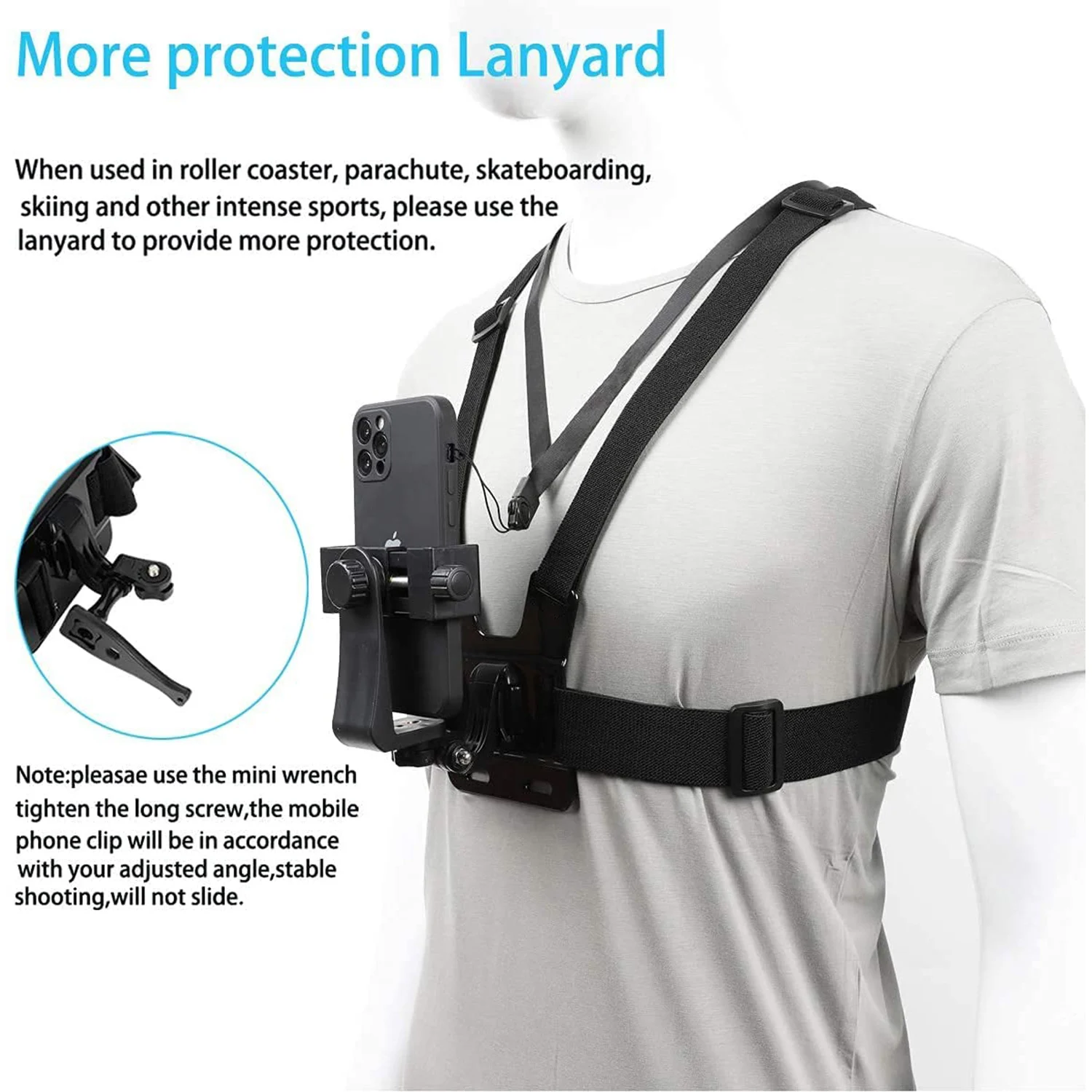 Mobile Phone Chest Mount Harness Strap Holder Cell Phone Clip Action Camera POV for Huawei Samsung iPhone Plus iphone holder for car