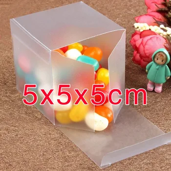 

50 pcs / pack Transparent Candy Box 5x5x5cm Chocolate Candy Biscuit Box Transparent PVC Gift Box Festive Party Party Supplies