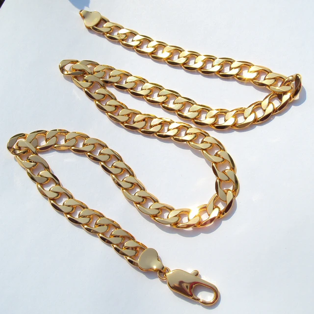 2 x Men Women Jewelry Pure Copper Cuban Link Necklace Heavy Solid Curb Chain 24