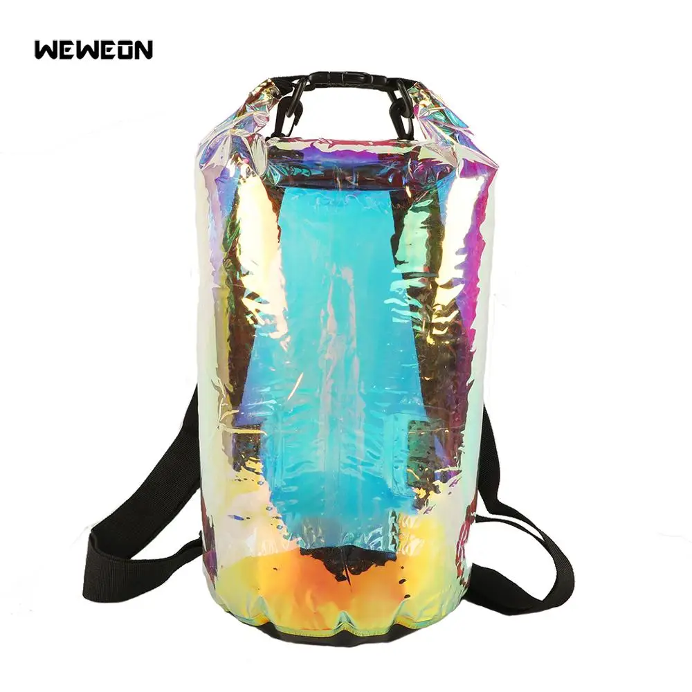 

10L Laser PVC Swimming Bag Storage Waterproof PVC Laser PVC Dry Bucket Bag Rafting Kayaking River Trekking Floating Sailing