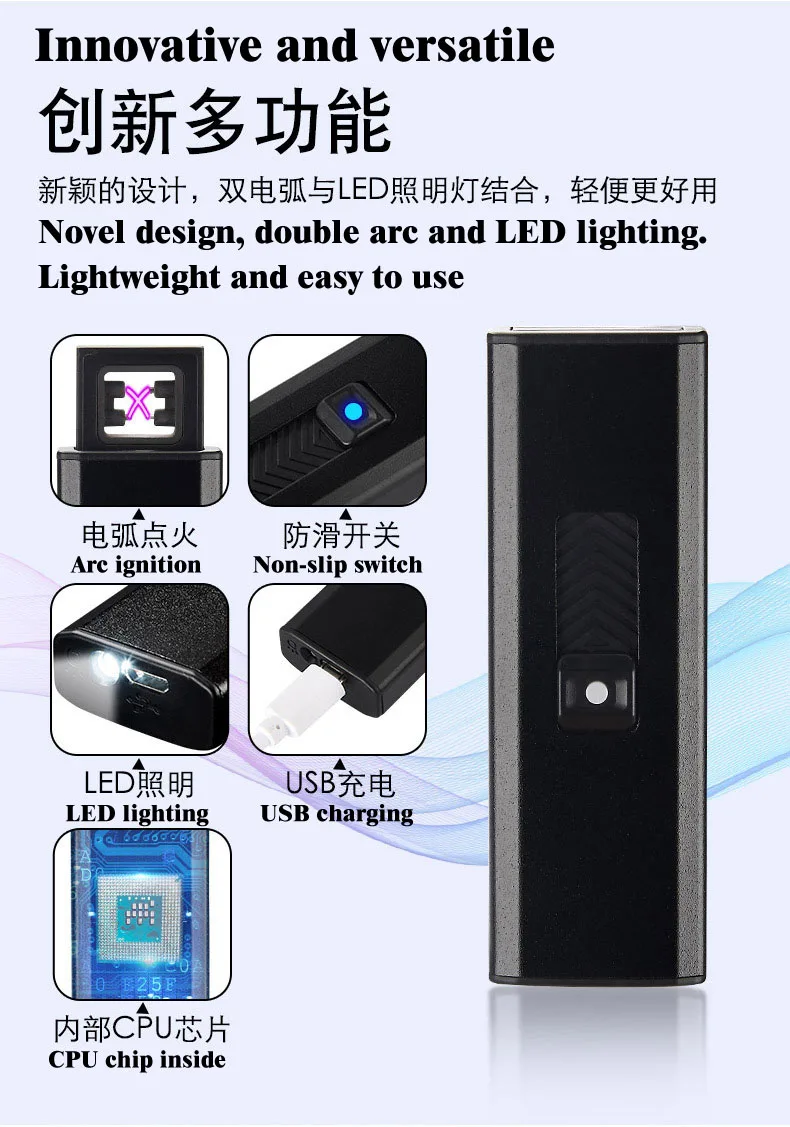 Импульсная перезаряжаемая USB зажигалка с двойной дугой персонализированная