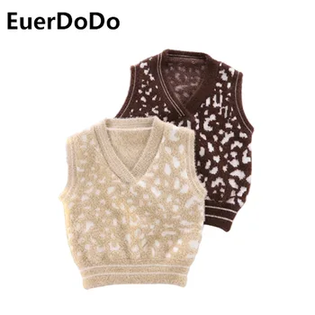 

2020 Autumn Children's Vest Thicken Cardigan Warm Sweater Vest Leopard Girl Clothing Boys Knitwear