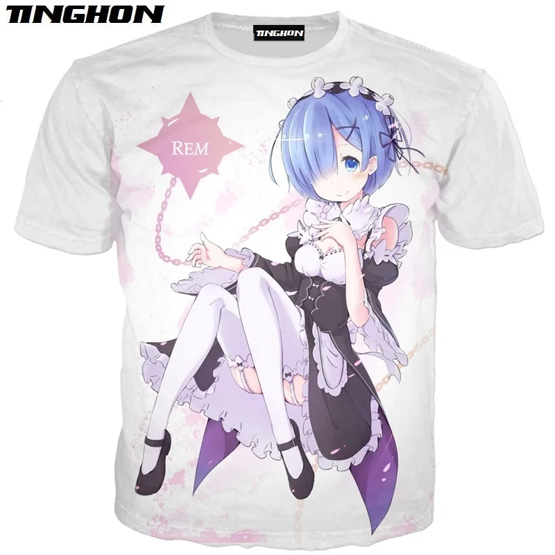 XS 7XL аниме Re:zero Twin Ram Rem косплей 3D принт для мужчин и женщин с коротким рукавом