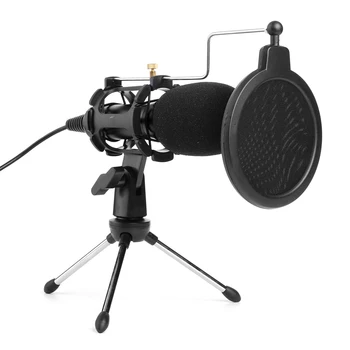 

Microphone Condenser USB Microphone Kit Studio Mic with Folding Stand Tripod Filter Sponge for PS4 Game Computer YouTube Gaming