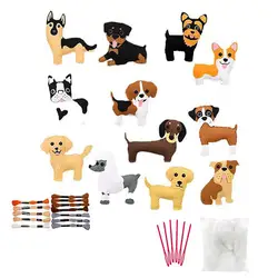 Kit de couture artisanale pour chiots, ensemble de couture en feutre pour filles et garçons, couture éducative pour débutants, aiguille en PP de sécurité, 12 pièces 