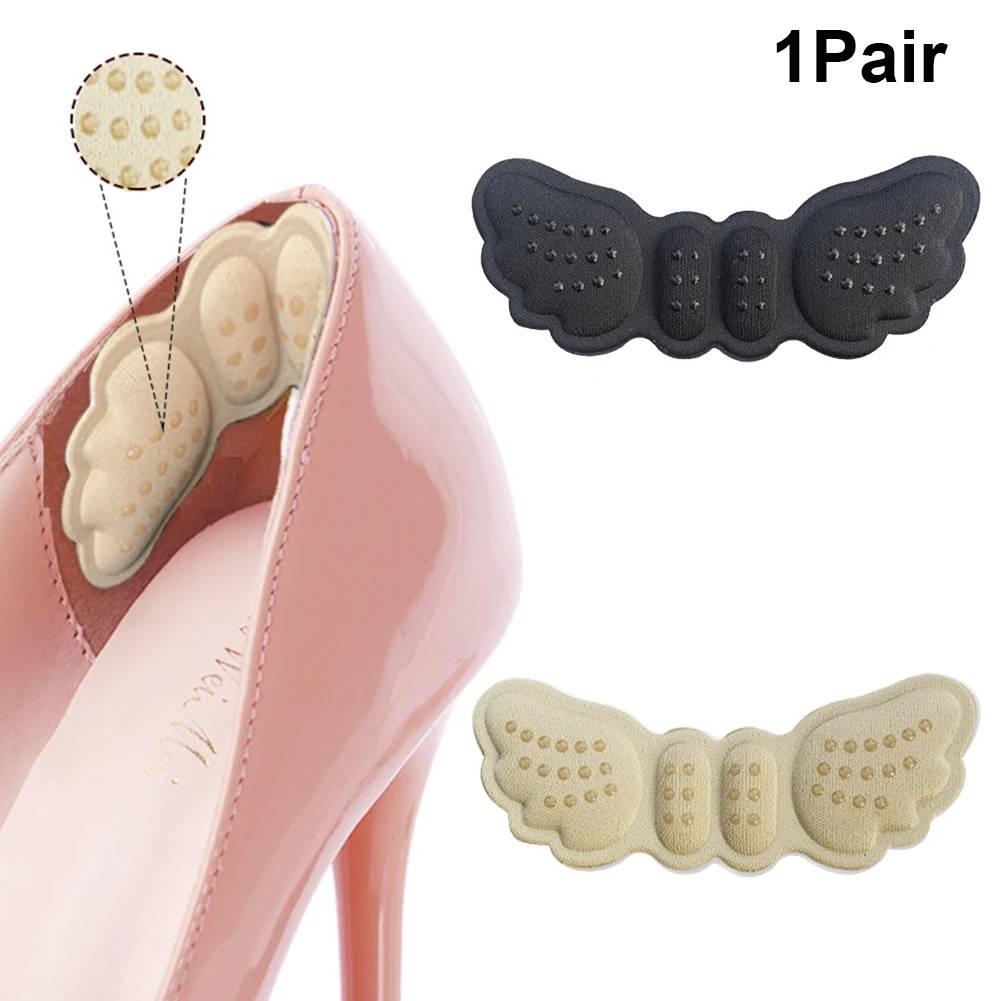 1pair Women Running Shoe Insoles Foot Care Pads Wing Shaped Multifunction Walking Heel Grip Liner Stickers Cushion Anti Slip
