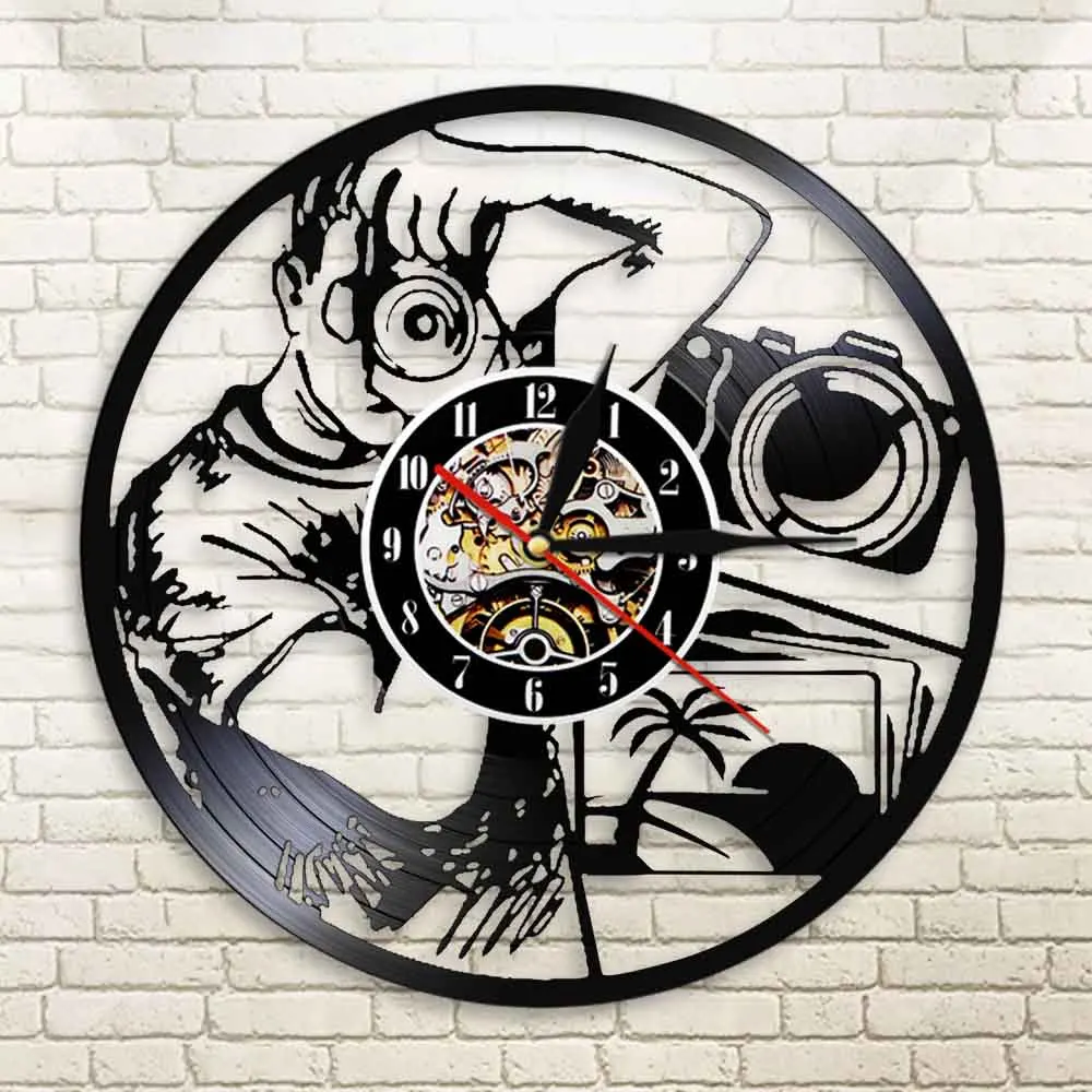 Фотографы настенные часы фотографирование с камерой Фотография Студия Настенный декор Виниловая пластинка часы Shutterbug камера подарок для мужчин