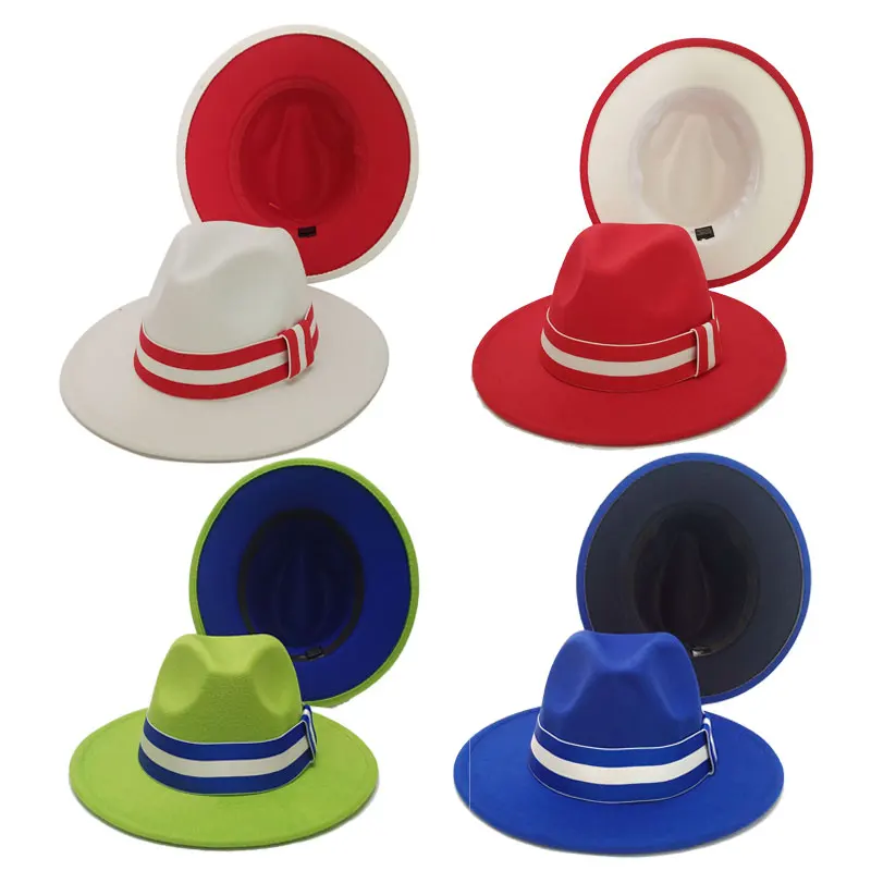 Colorful Fedora Hats For Women Unisex Fashion Tuotoned Band Fedoras