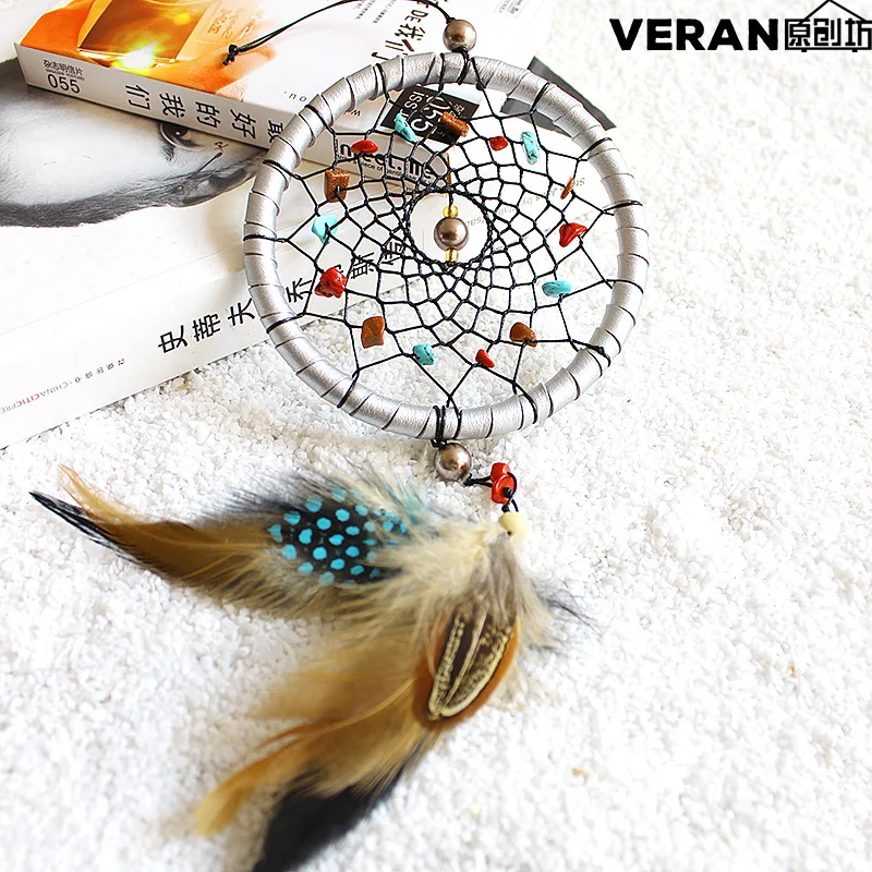 Tibetan Silver Natural Color Dreamcatcher Pendant Pure Handicraft for Making Creative Gifts Quality-XR052