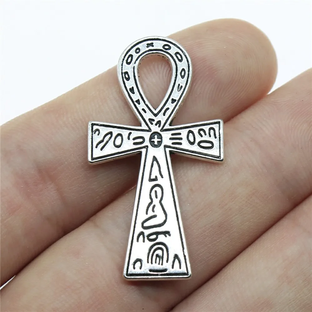 WYSIWYG 10 шт 39x21 мм античные серебряные цветные Подвески Ankh Cross Charm для изготовления