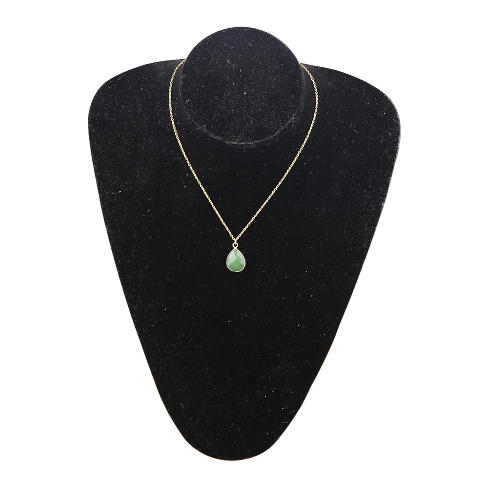Green Aventurine Copper Pendant Stainless Steel Chain Necklace