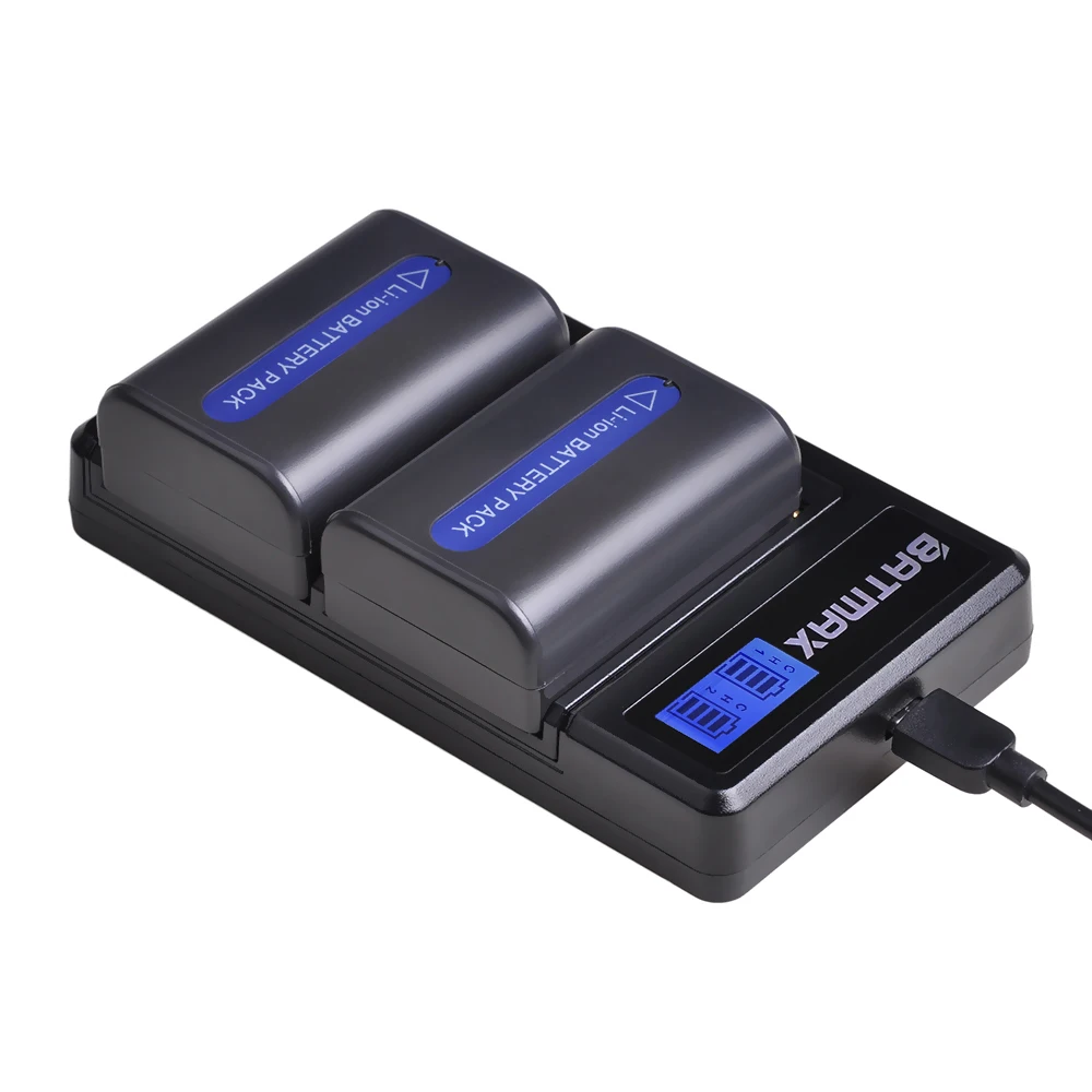 2Pcs NP-FM50 FM50 Battery + LCD Dual USB Charger for Sony NP-FM51 NP-FM30 NP-FM55H DCR-PC101 A100 Series DSLR-A100 Sony M Type rechargeable battery camera battery camera battery charger rechargeable battery charger sony battery