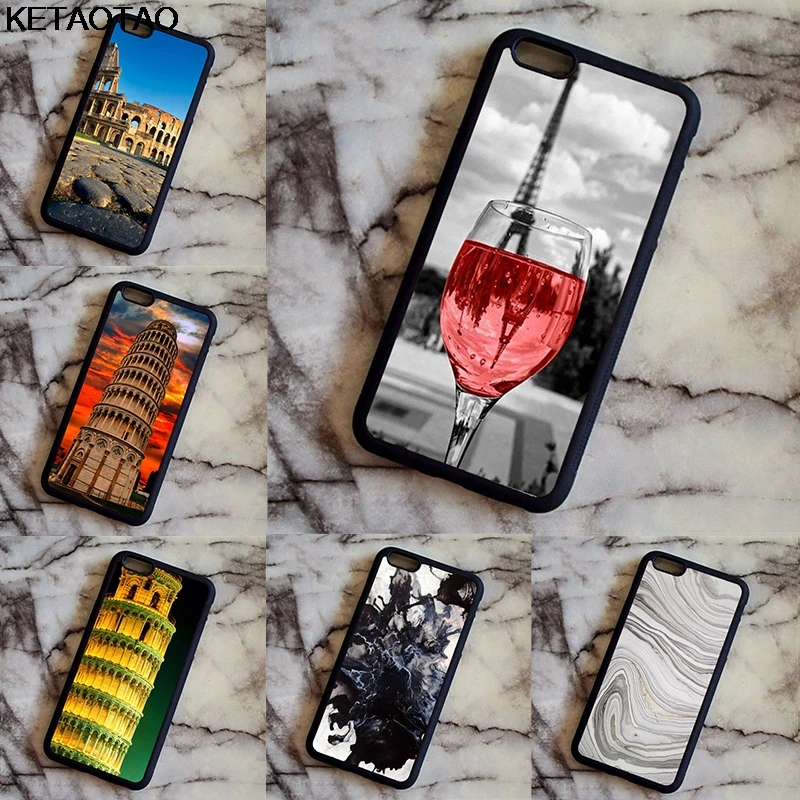 KETAOTAO на бокале вина в Париже Эйфелева башня для iPhone 4S 5C 5S 6S 7 8 Plus X XR XS MAX для samsung черный мягкий чехол для телефона