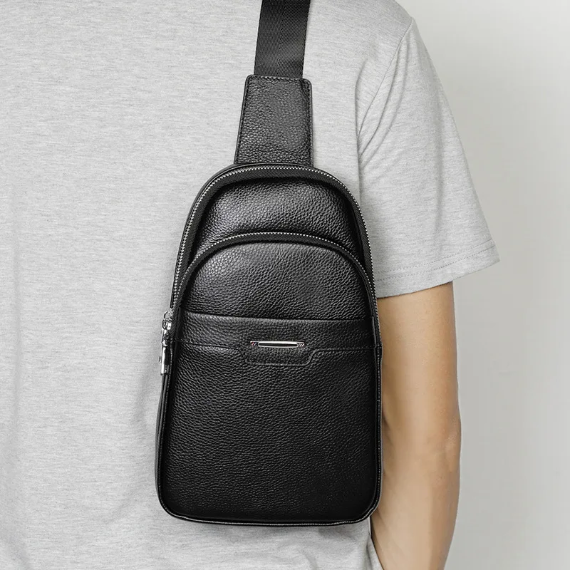 

Genuine Leather Men Chest Pack 2019 New Style Fashion Korean-style-Style Soft Leather Cowhide Messenger Bag Men's Large Capacity