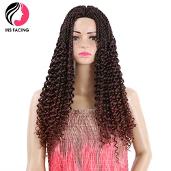 INS FACING Senegalese Twist Crochet Hair Wavy Ends Curly Synthetic Braids Hair High Temperature Ombre Flash Hair Extensions