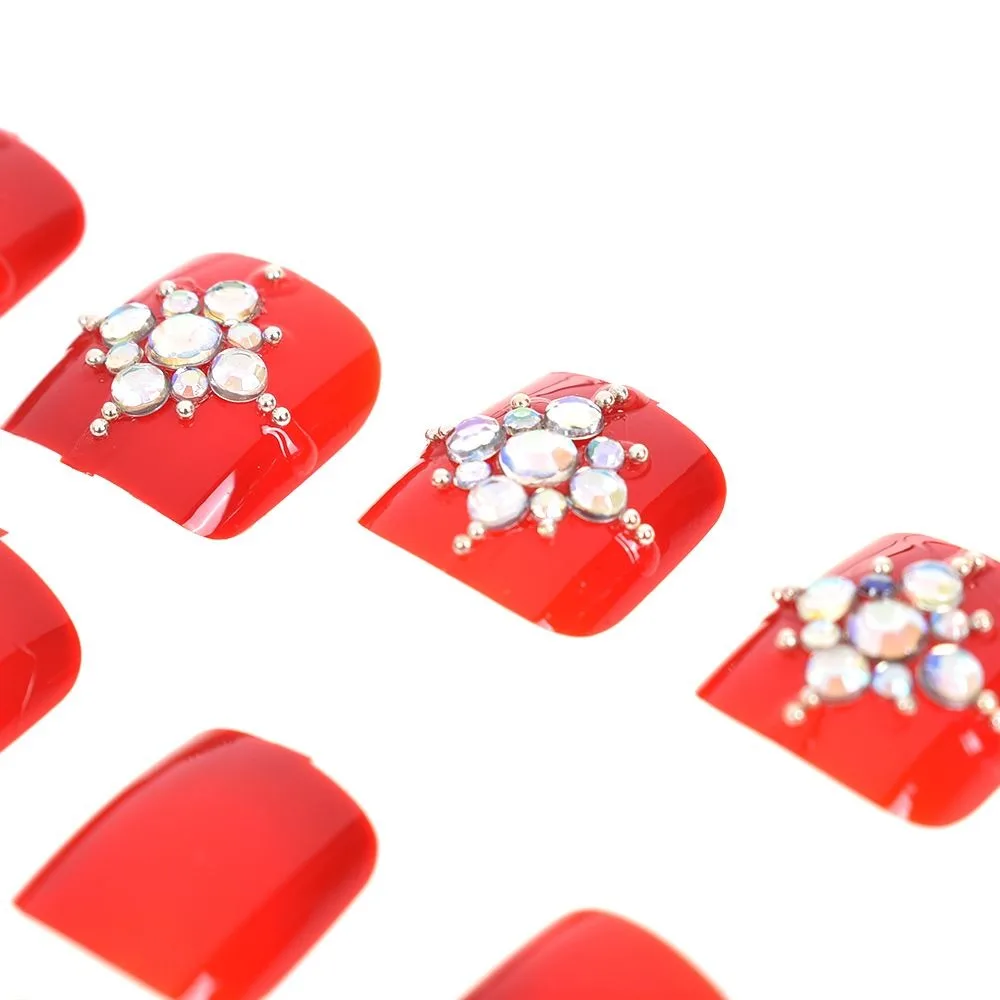 new hot24pcs Silver Rhinestone False Toe Nails Full Nail tips Fake Art Cover Manicure half false nails