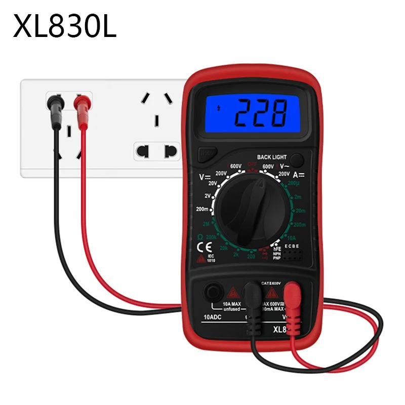 XL830L red Urijk портативный цифровой мультиметр с подсветкой AC/DC Амперметр Вольтметр Ом метр тестер XL830L Ручной ЖК-дисплей Multimetro - Цвет: XL830L red