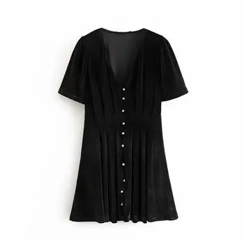 

Fashion New AAZZ50-9491 European and American fashionable velvet Mini Dress