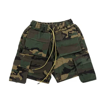 

LawFoo2020 Years Spring and Summer New Style Europe and America Popular Brand Drawstring Camouflage Multi-pockets Workwear Short