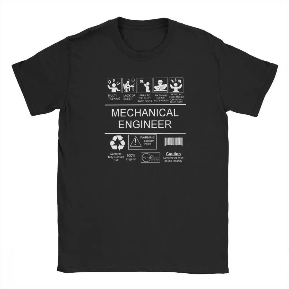 

Mechanical Engineering T-Shirt for Men Car Fix Engineer Vintage Cotton Tees Crew Neck Short Sleeve T Shirts Adult Clothes