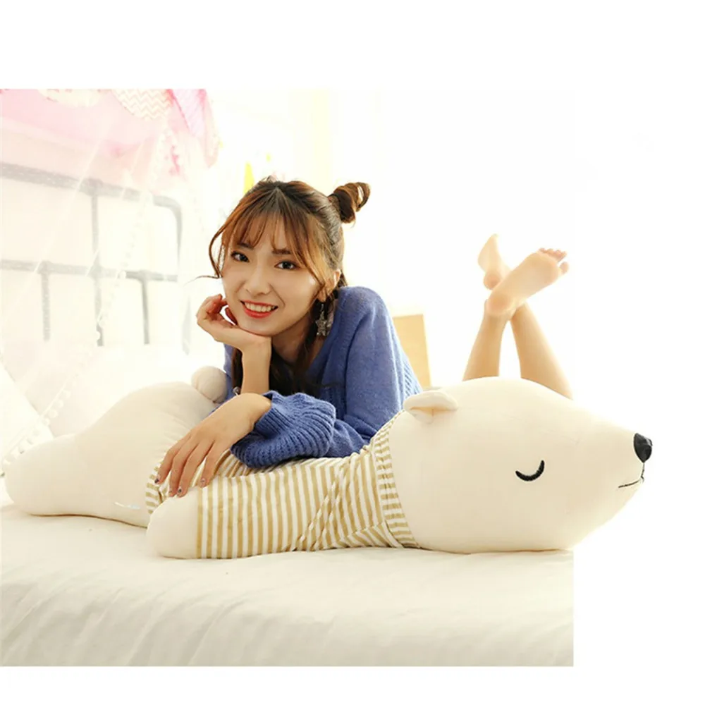 

Cute Polar Bear Plush Doll Baby Super Soft Stuffed Wearable Sleeping Bear Pillow Animal Plush Toy Kids Gifts