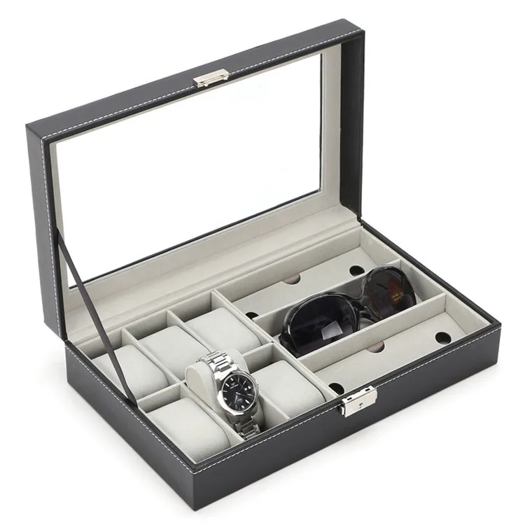 

High-end PU Leather 6 Watch Box 3 Eye Box Sun Glasses Sunglasses Show Storage Packaging Box