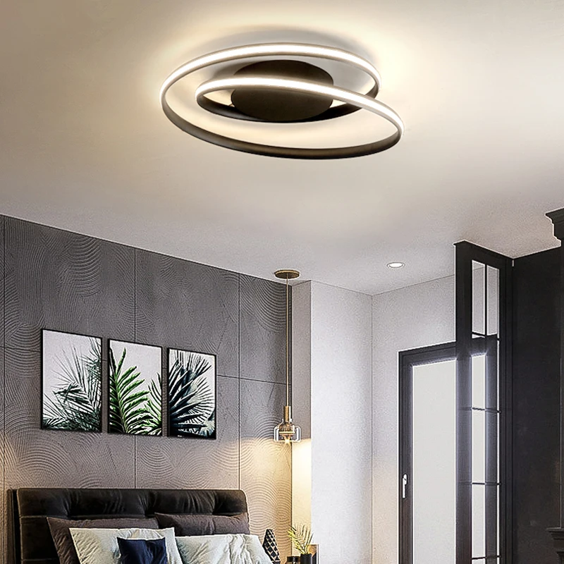 Modern minimalist art ceiling lamp Nordic creative personality LED living room bedroom dining round black / white lighting | Лампы и